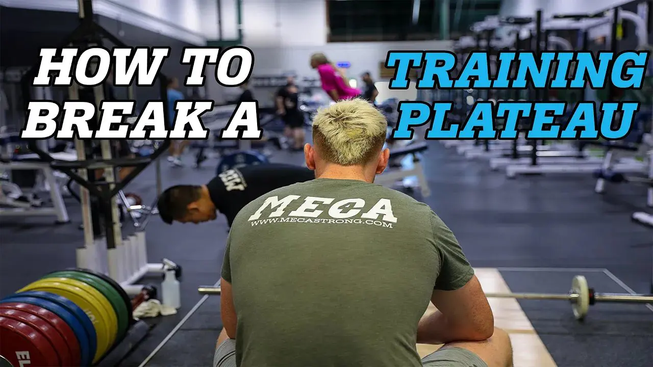a man sitting in a gym with a text overlay that says how to break a plate