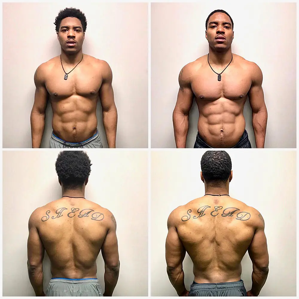 DeShawn is a professional bodybuilder who shows before and after training at MECA.