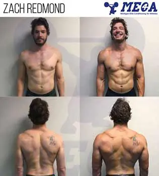 Zach Redmond is a professional bodybuilder who shows before and after training at MECA.