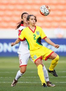 Women's national Guyana soccer players during game