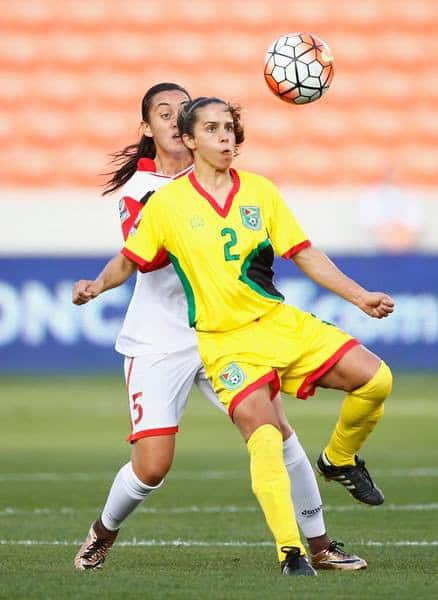 Women's national Guyana soccer players during game